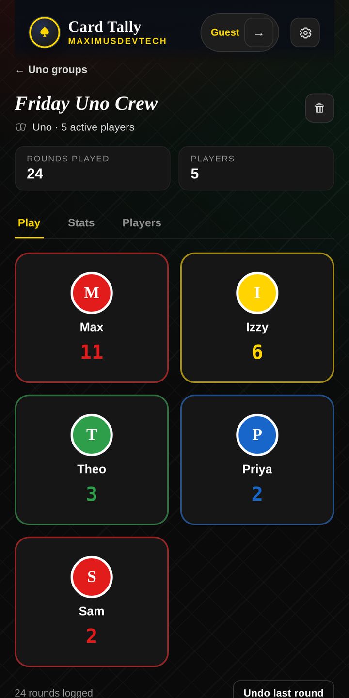 Card Tally screenshot 1