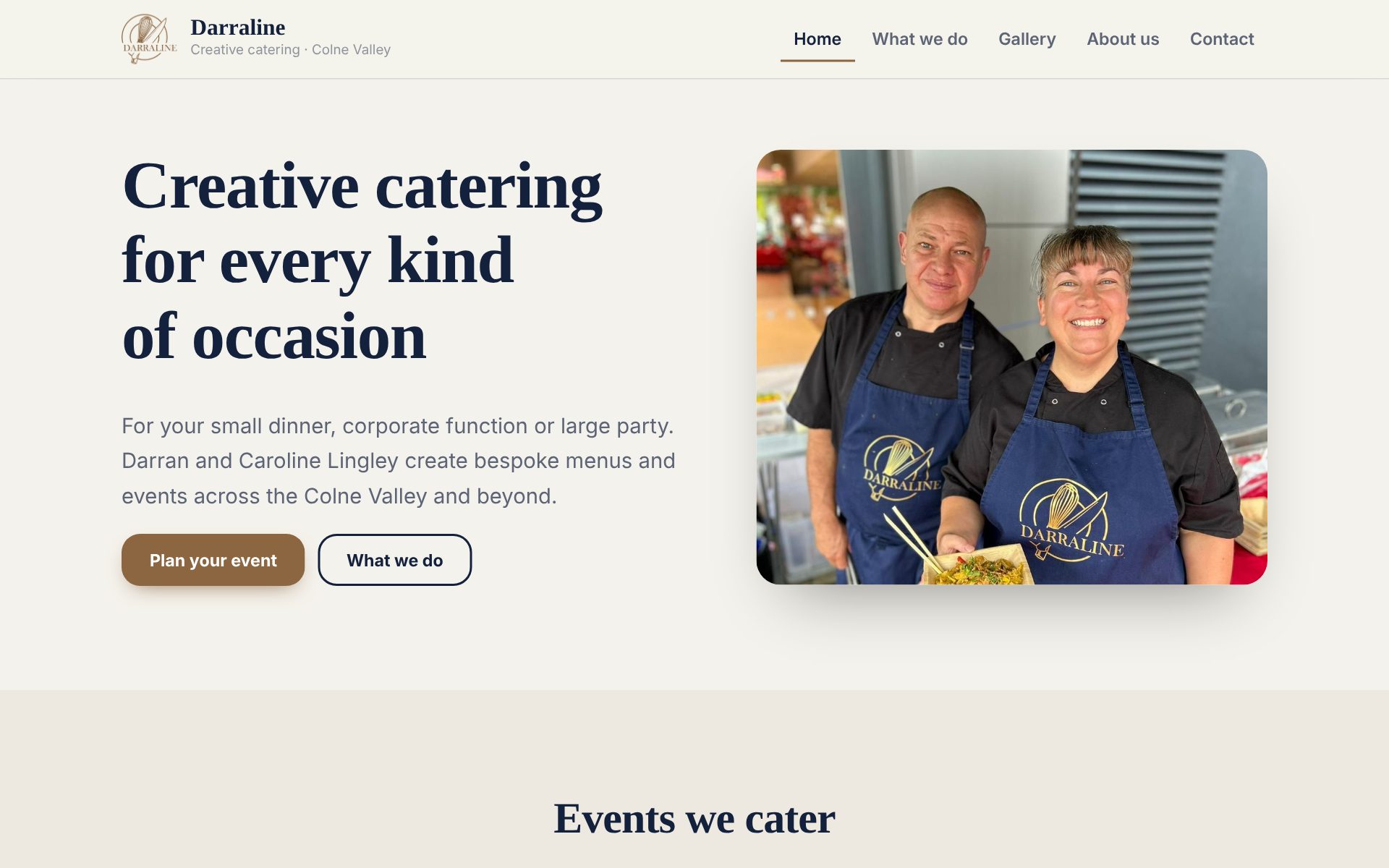 The Darraline catering website
